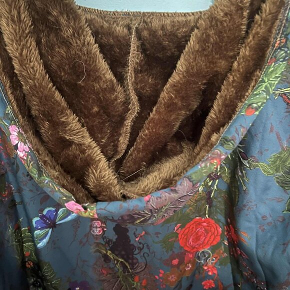 Women’s 2XL Floral Hooded Coat – Fleece Lined Button Front Winter Jacket - Picture 4 of 4